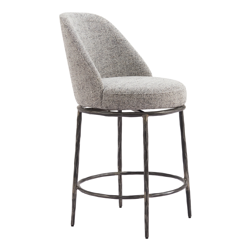 ZUO Nordhavn Collection Swivel Counter Stool with Footrest in Gray