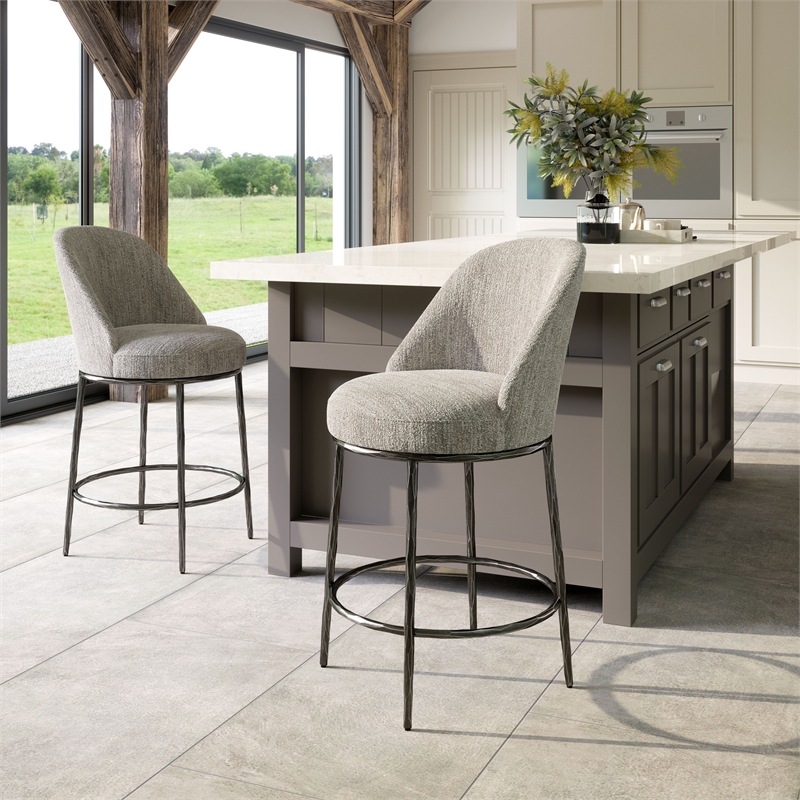 ZUO Nordhavn Collection Swivel Counter Stool with Footrest in Gray