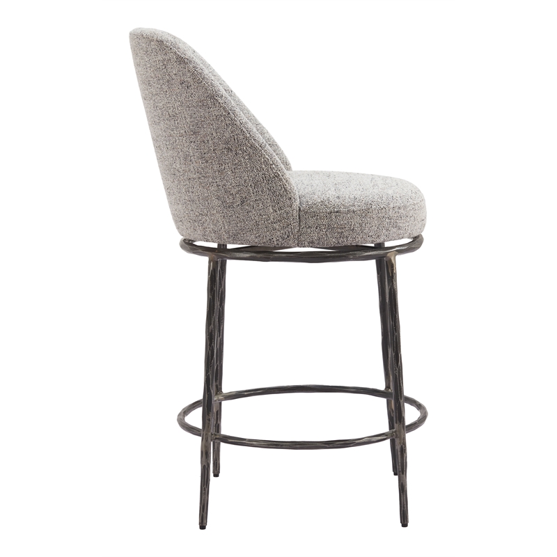 ZUO Nordhavn Collection Swivel Counter Stool with Footrest in Gray