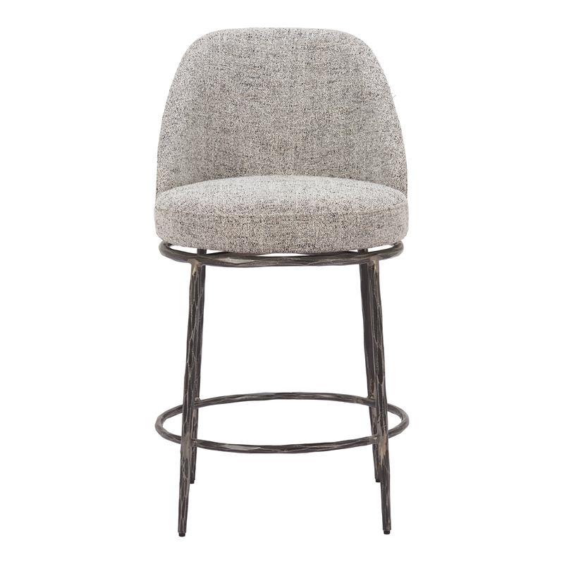 ZUO Nordhavn Collection Swivel Counter Stool with Footrest in Gray