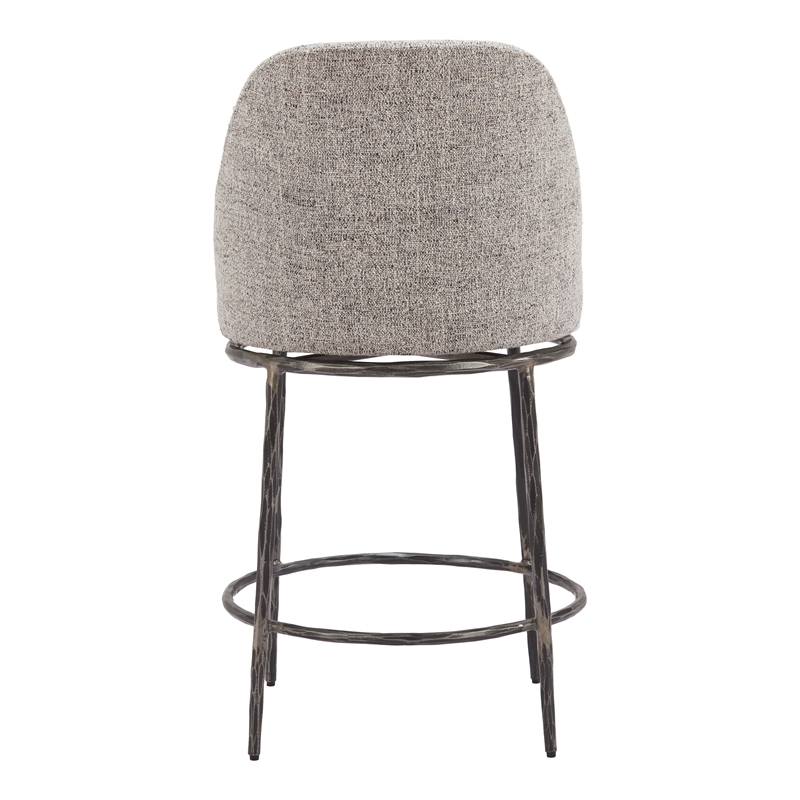 ZUO Nordhavn Collection Swivel Counter Stool with Footrest in Gray