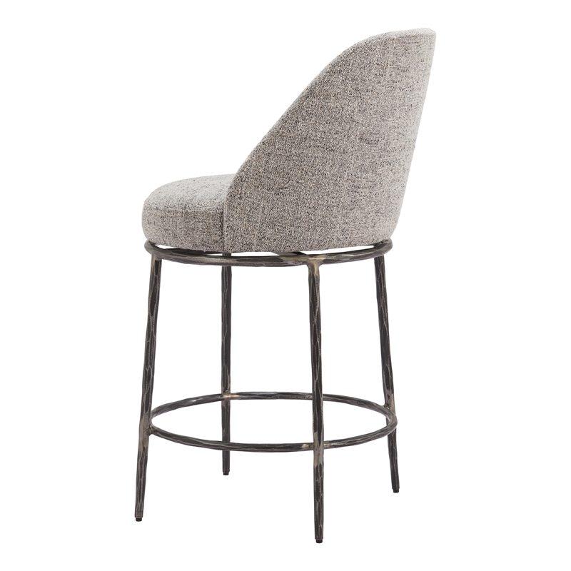 ZUO Nordhavn Collection Swivel Counter Stool with Footrest in Gray