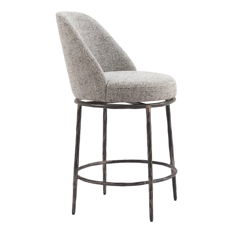 ZUO Nordhavn Collection Swivel Counter Stool with Footrest in Gray