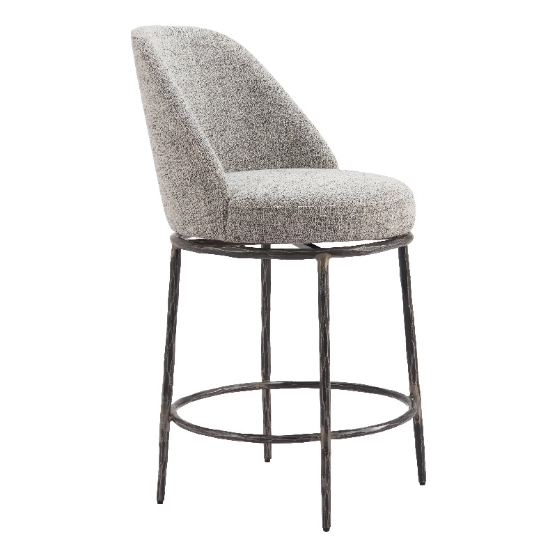 ZUO Nordhavn Collection Swivel Counter Stool with Footrest in Gray