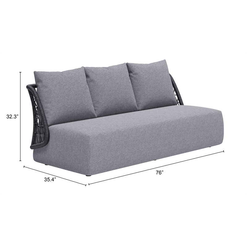ZUO Mekan Powder Coated Aluminum Frame Sofa in Gray