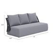 ZUO Mekan Powder Coated Aluminum Frame Sofa in Gray