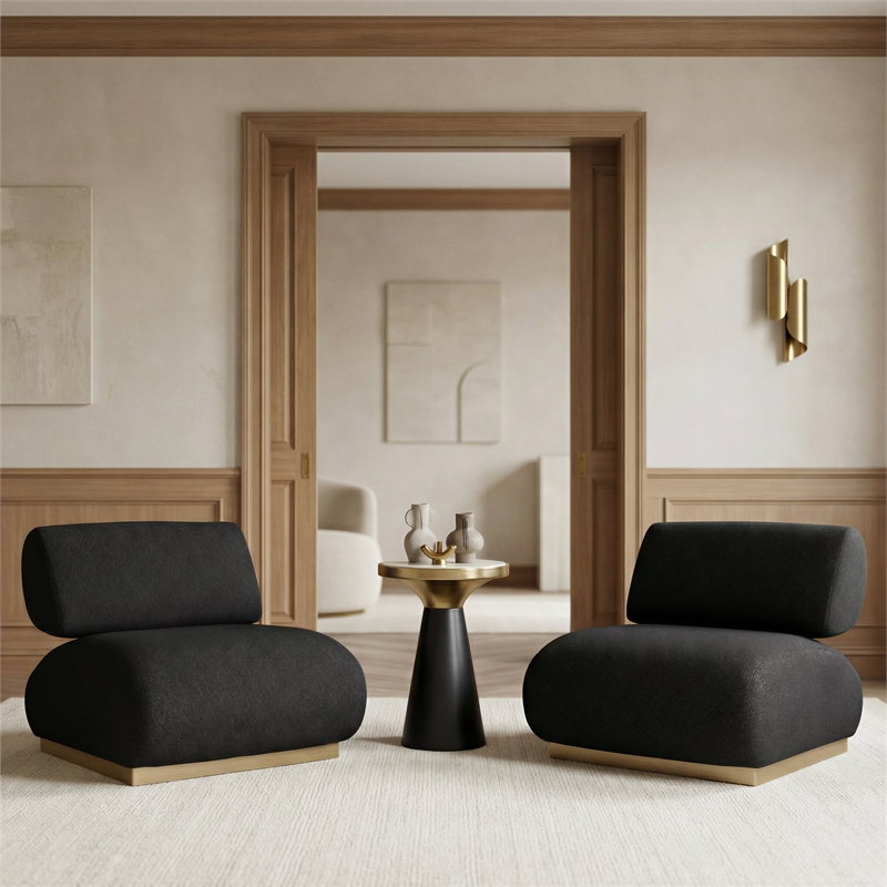 ZUO Barsa Boucle-Like Fabric Upholstered Accent Chair in Black