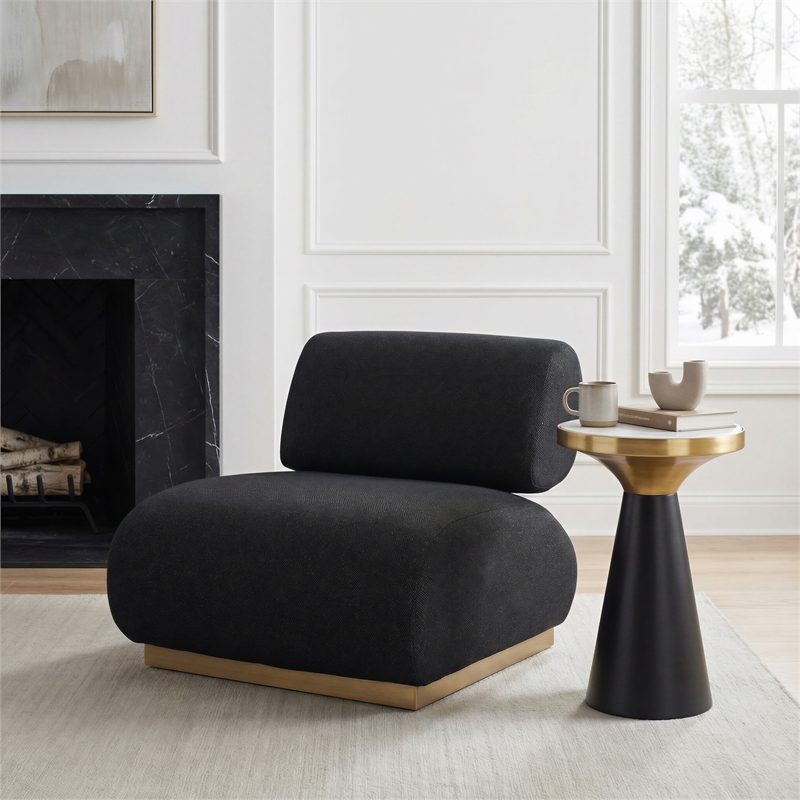 ZUO Barsa Boucle-Like Fabric Upholstered Accent Chair in Black