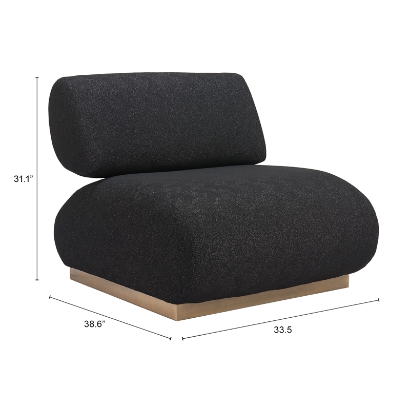 ZUO Barsa Boucle-Like Fabric Upholstered Accent Chair in Black