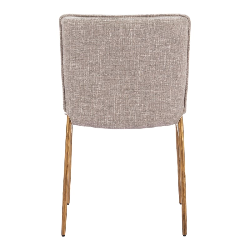 ZUO Nordvest Collection Performance Fabric Dining Chair in Beige & Gold
