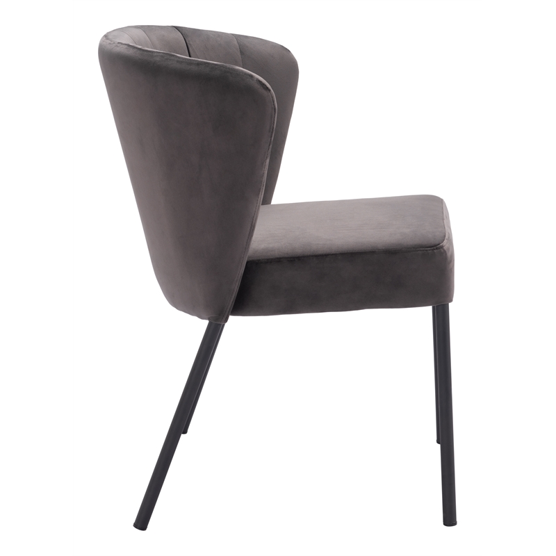 Zuo Aimee Soft Velvet Upholstered Dining Chair in Gray/Black