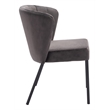 Zuo Aimee Soft Velvet Upholstered Dining Chair in Gray/Black