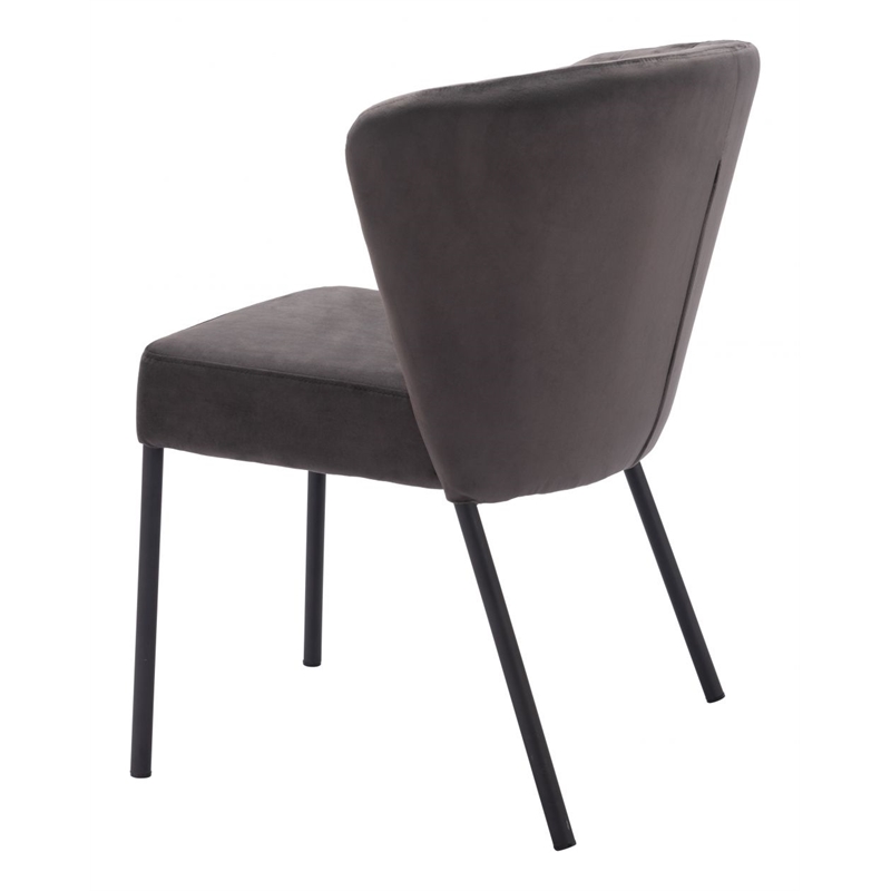Zuo Aimee Soft Velvet Upholstered Dining Chair in Gray/Black