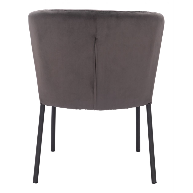 Zuo Aimee Soft Velvet Upholstered Dining Chair in Gray/Black
