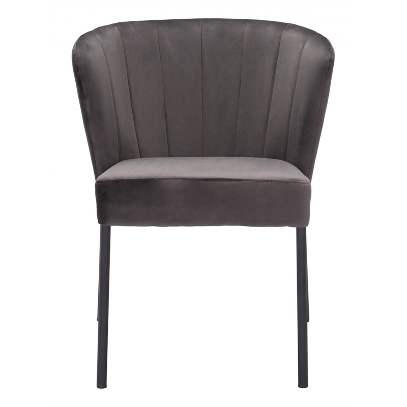 Zuo Aimee Soft Velvet Upholstered Dining Chair in Gray/Black