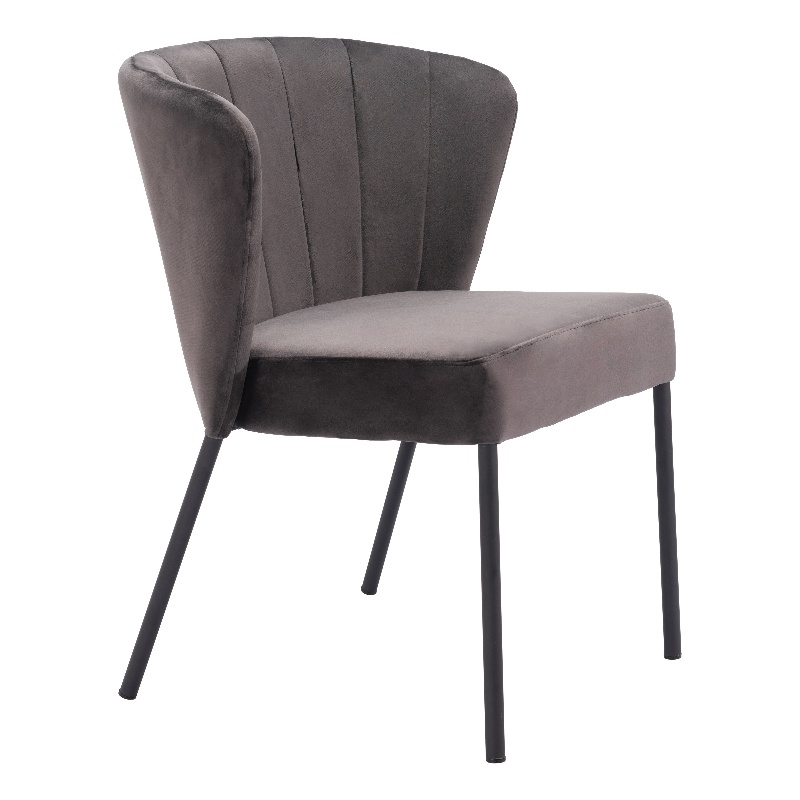 Zuo Aimee Soft Velvet Upholstered Dining Chair in Gray/Black