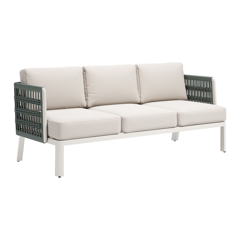 ZUO Bridgehampton Powder Coated Aluminum Frame Sofa in White