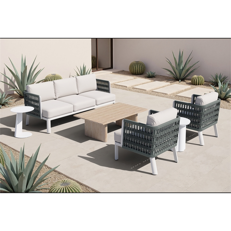 ZUO Bridgehampton Powder Coated Aluminum Frame Sofa in White