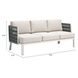 ZUO Bridgehampton Powder Coated Aluminum Frame Sofa in White