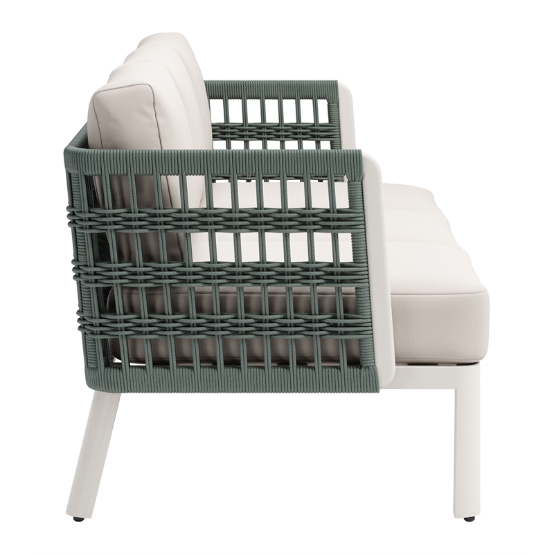 ZUO Bridgehampton Powder Coated Aluminum Frame Sofa in White