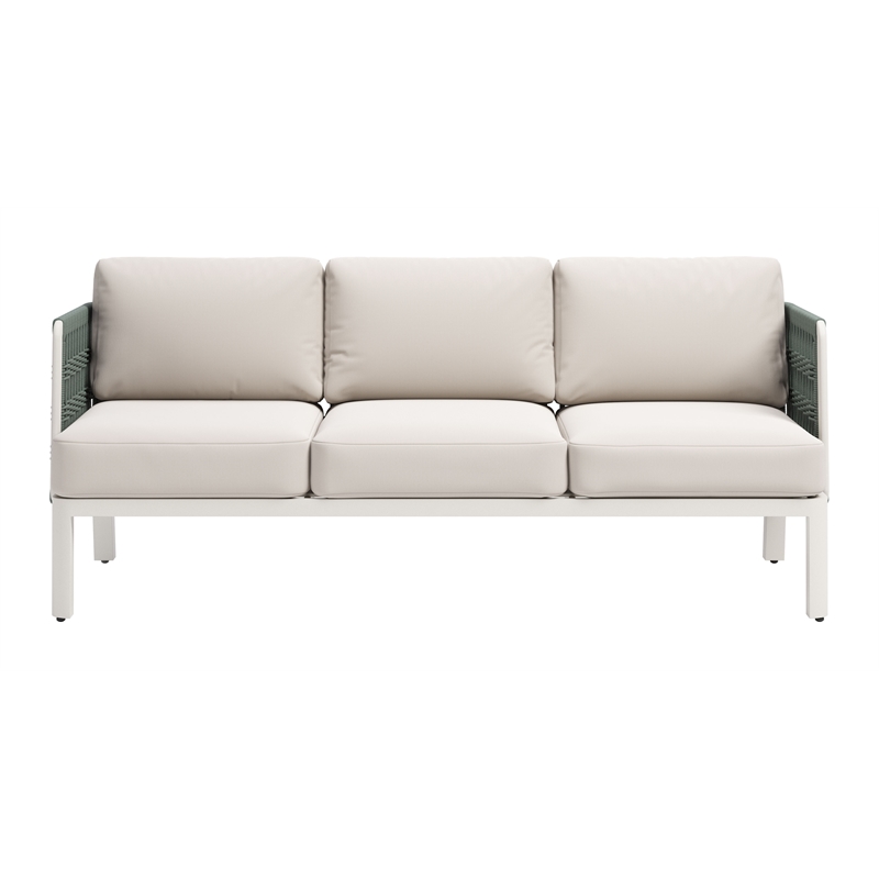 ZUO Bridgehampton Powder Coated Aluminum Frame Sofa in White