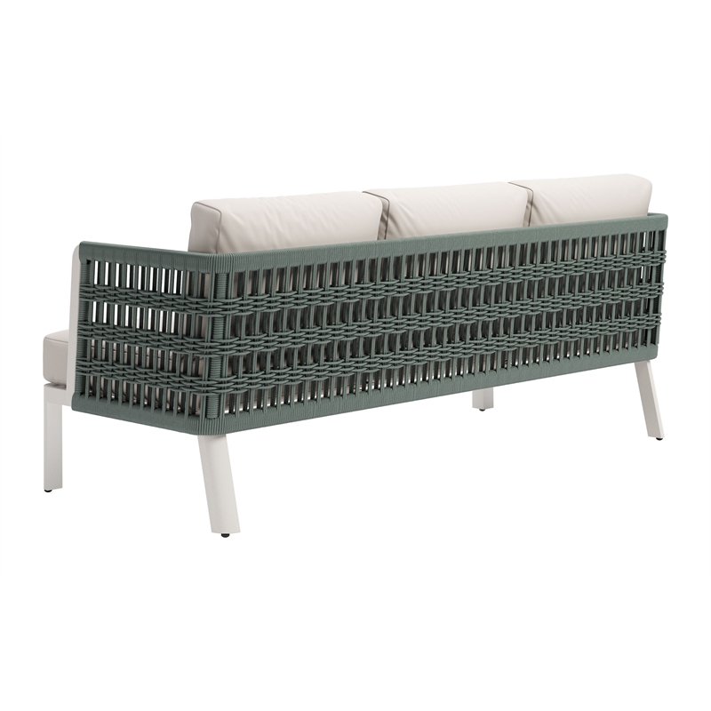 ZUO Bridgehampton Powder Coated Aluminum Frame Sofa in White