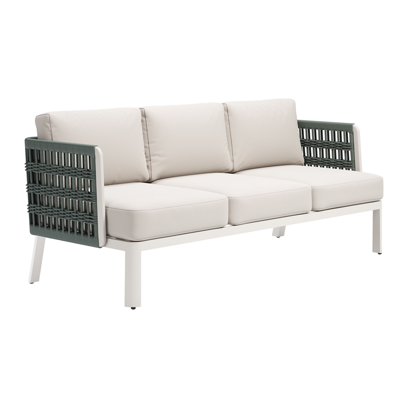 ZUO Bridgehampton Powder Coated Aluminum Frame Sofa in White