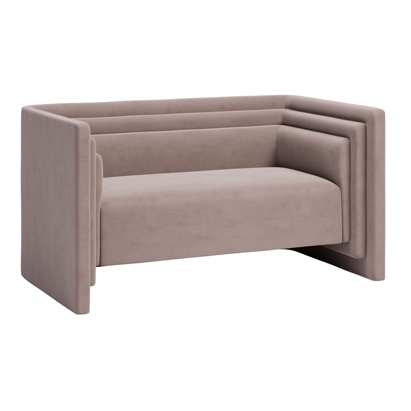 ZUO Trippel Soft Velvet Fabric Upholstered Loveseat in Taupe