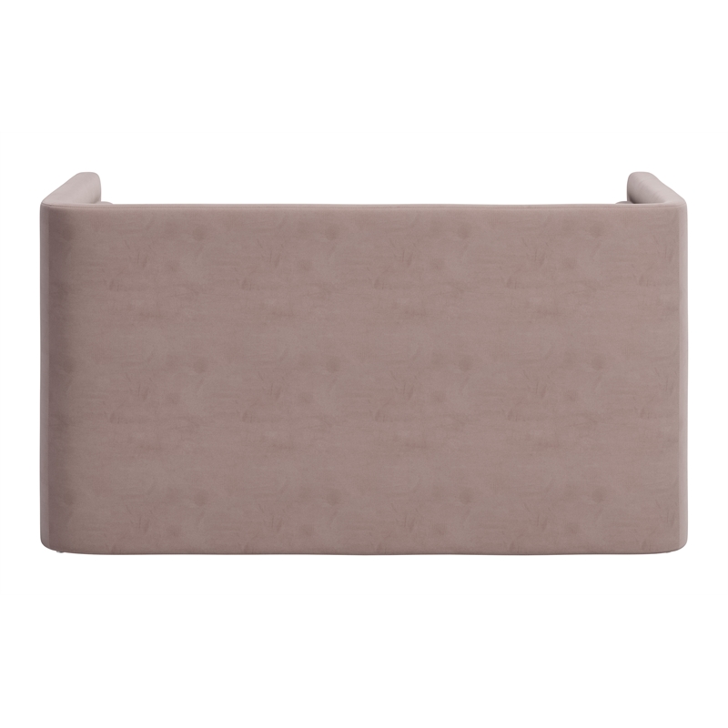ZUO Trippel Soft Velvet Fabric Upholstered Loveseat in Taupe