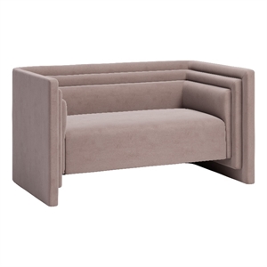 ZUO Trippel Soft Velvet Fabric Upholstered Loveseat in Taupe