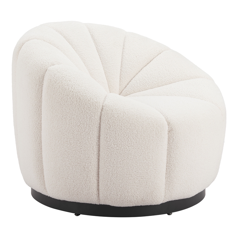 ZUO Bhutan Polyester Shearling Fabric Upholstered Accent Chair in Cream