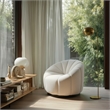 ZUO Bhutan Polyester Shearling Fabric Upholstered Accent Chair in Cream