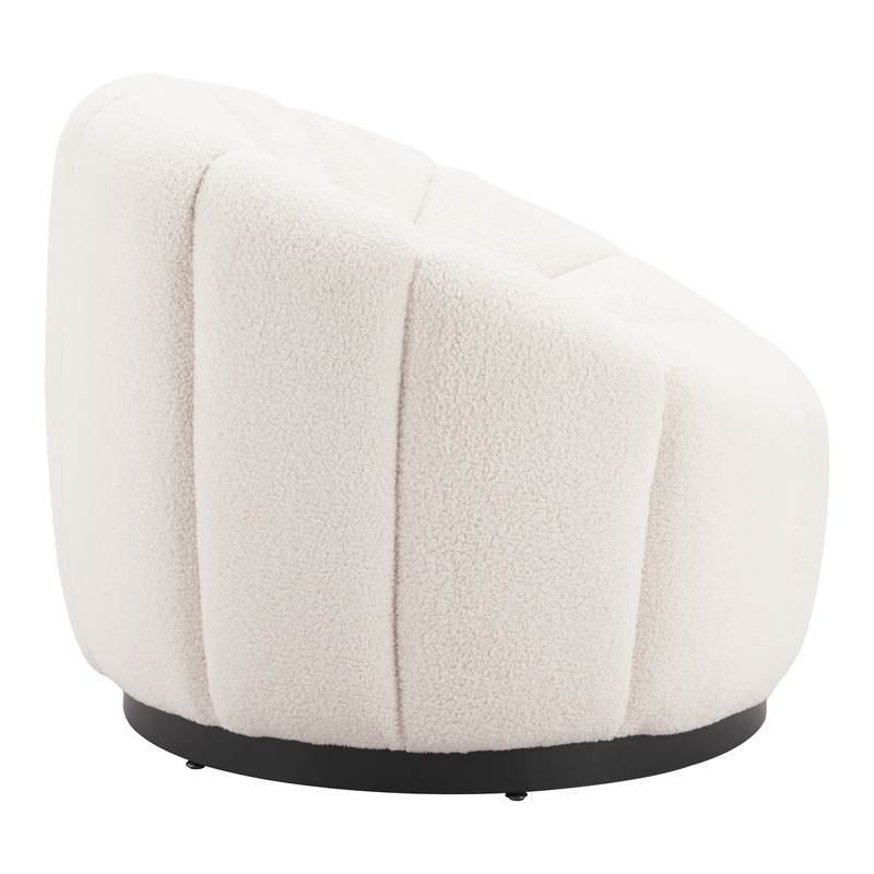 ZUO Bhutan Polyester Shearling Fabric Upholstered Accent Chair in Cream