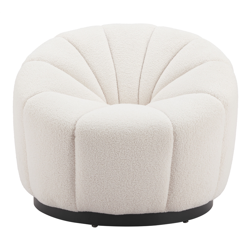 ZUO Bhutan Polyester Shearling Fabric Upholstered Accent Chair in Cream