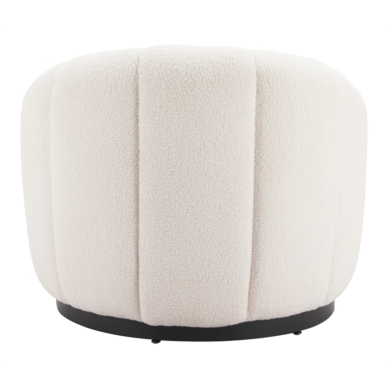 ZUO Bhutan Polyester Shearling Fabric Upholstered Accent Chair in Cream