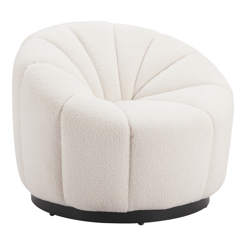 ZUO Bhutan Polyester Shearling Fabric Upholstered Accent Chair in Cream