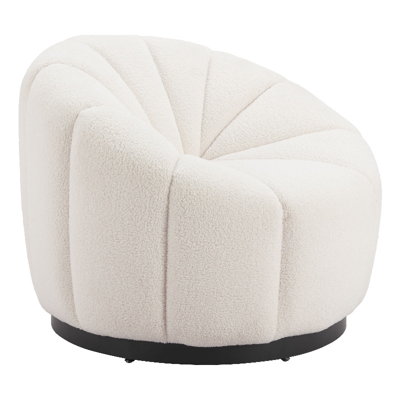 ZUO Bhutan Polyester Shearling Fabric Upholstered Accent Chair in Cream