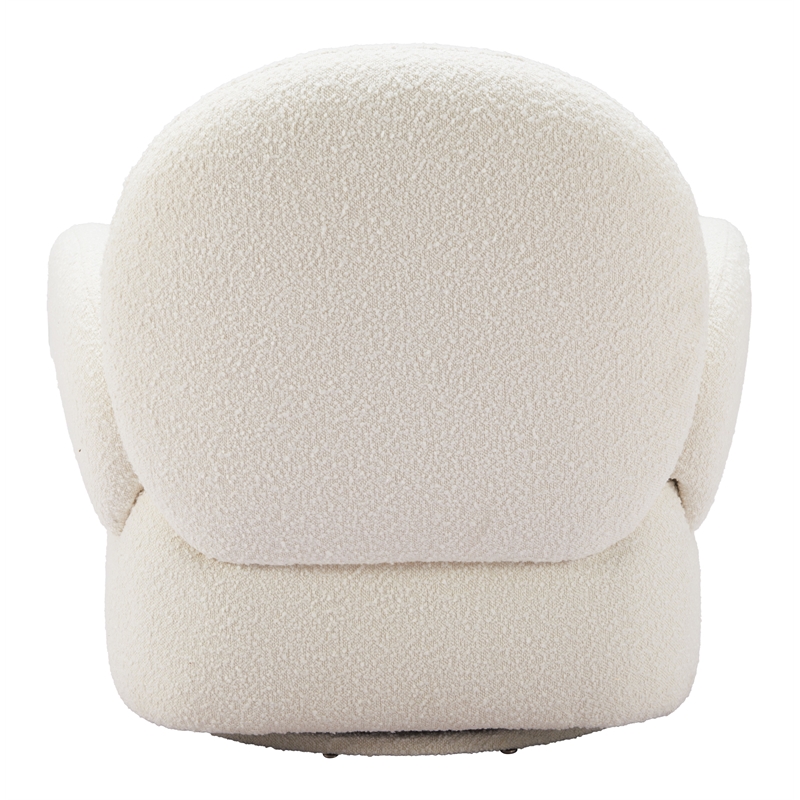 ZUO Pilka Shearling Fabric Upholstered Swivel Chair in White