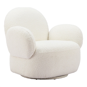 ZUO Pilka Shearling Fabric Upholstered Swivel Chair in White