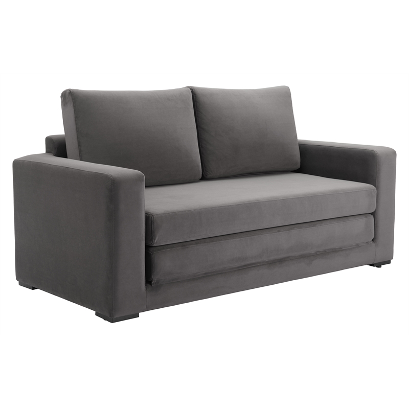 ZUO Jide Fabric-Wrapped Wood Frame Sleeper Sofa in Gray