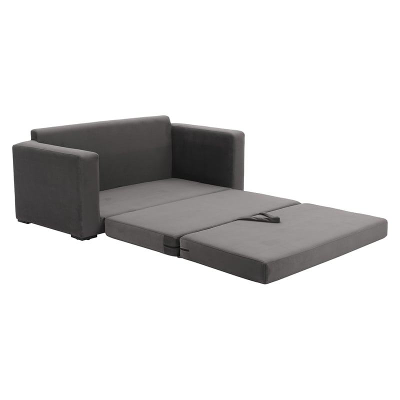 ZUO Jide Fabric-Wrapped Wood Frame Sleeper Sofa in Gray