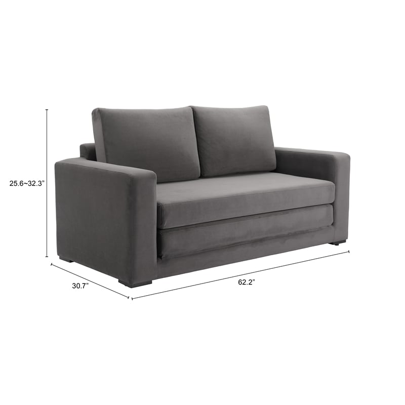 ZUO Jide Fabric-Wrapped Wood Frame Sleeper Sofa in Gray