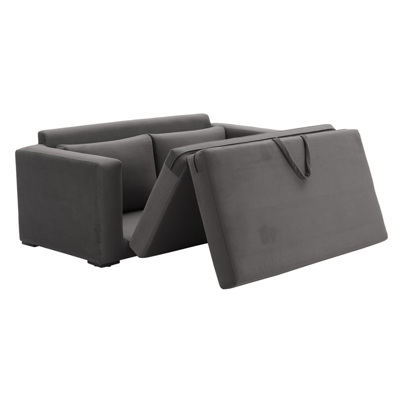 ZUO Jide Fabric-Wrapped Wood Frame Sleeper Sofa in Gray
