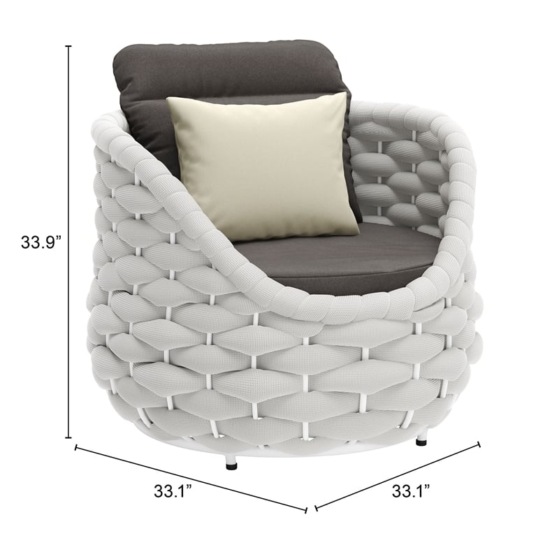 ZUO Coral Reef Durable Aluminum Frame and Fabric Accent Chair in Gray