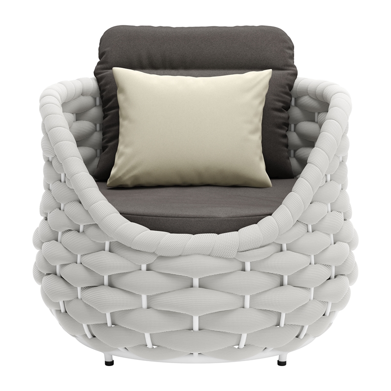 ZUO Coral Reef Durable Aluminum Frame and Fabric Accent Chair in Gray