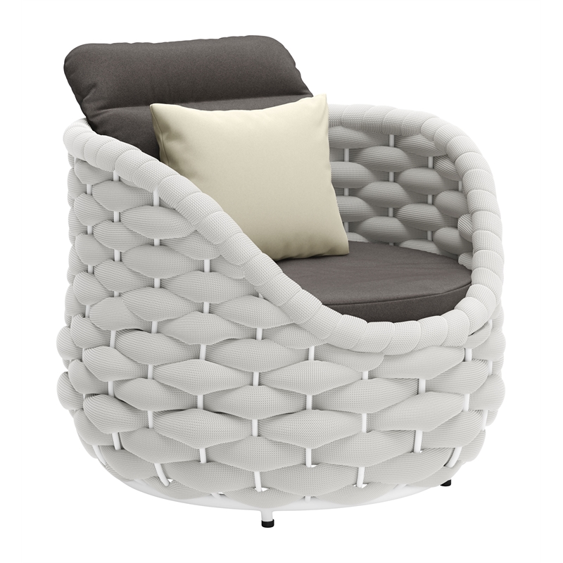 ZUO Coral Reef Durable Aluminum Frame and Fabric Accent Chair in Gray