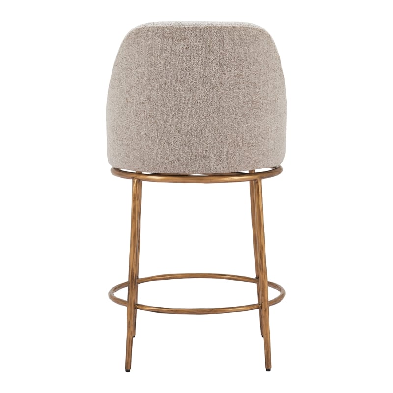 ZUO Nordhavn Collection Swivel Counter Stool in Beige & Gold