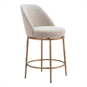ZUO Nordhavn Collection Swivel Counter Stool in Beige & Gold