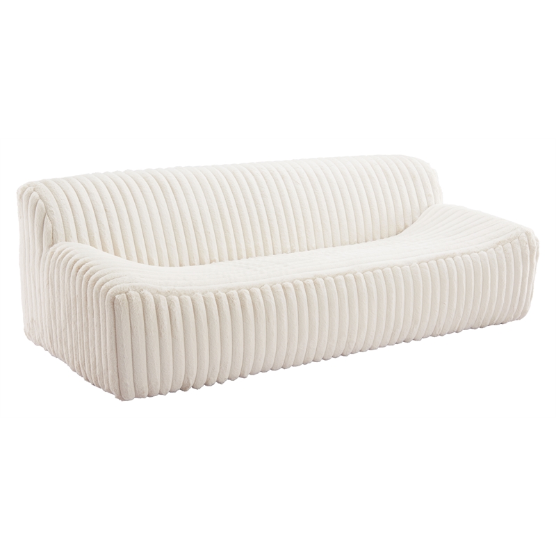 ZUO Osterbro Plush Cord-Style Fabric Upholstered Sofa in Cream