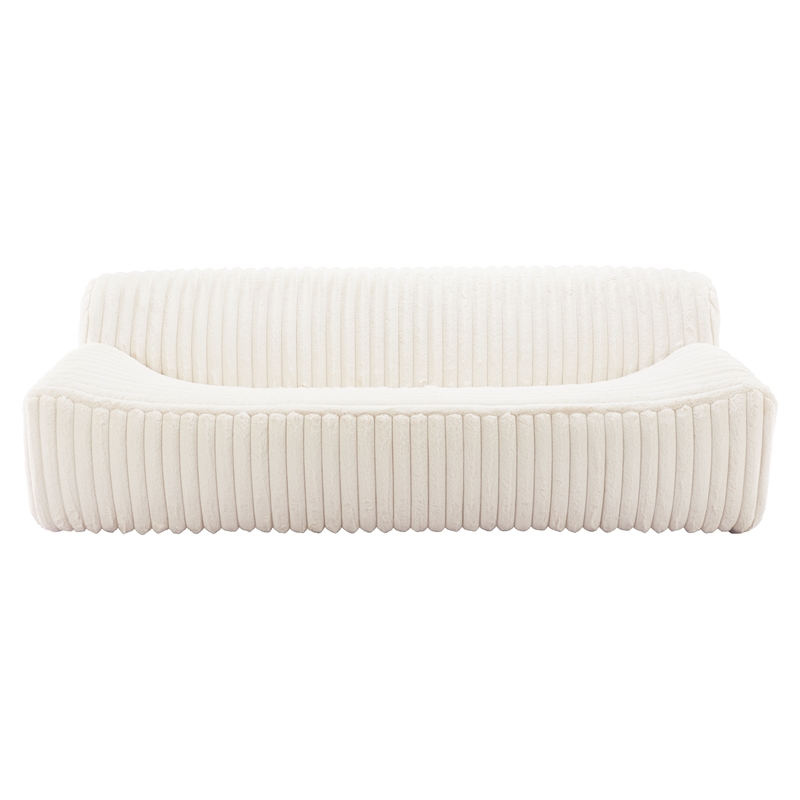 ZUO Osterbro Plush Cord-Style Fabric Upholstered Sofa in Cream
